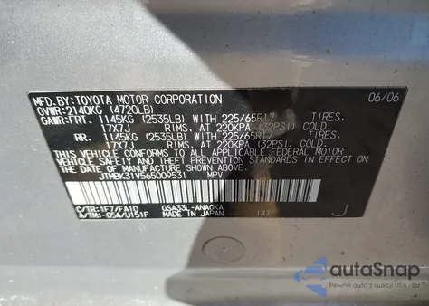 2006 Toyota Rav4 Limited V6 z USA, uszkodzony, nr VIN JTMBK31V565009531